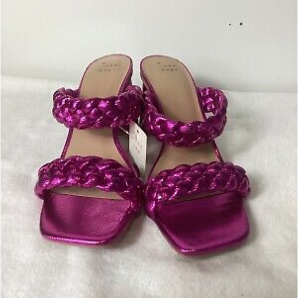 NWT Hot Pink Braided Heeled Sandals - Picture 6 of 12